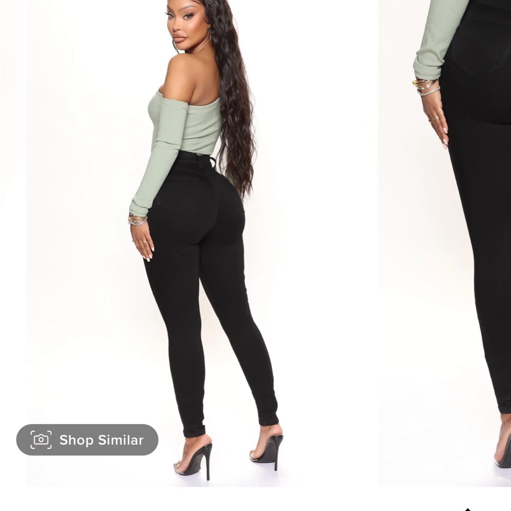FASHION NOVA high rise stretch skinny jeans black, 5